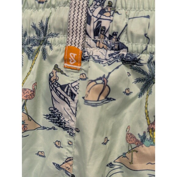 Ambsn Size XL Green with Summer Beachy Print Pull On Board Swim Shorts - Picture 7 of 10